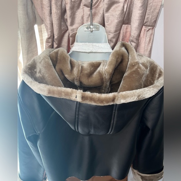 NEW hooded cropped leather/fur jacket - Picture 3 of 6